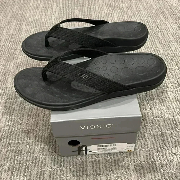 Vionic Wave Men’s Toe Post Sandal Black 6 , 7.5 - Picture 2 of 10